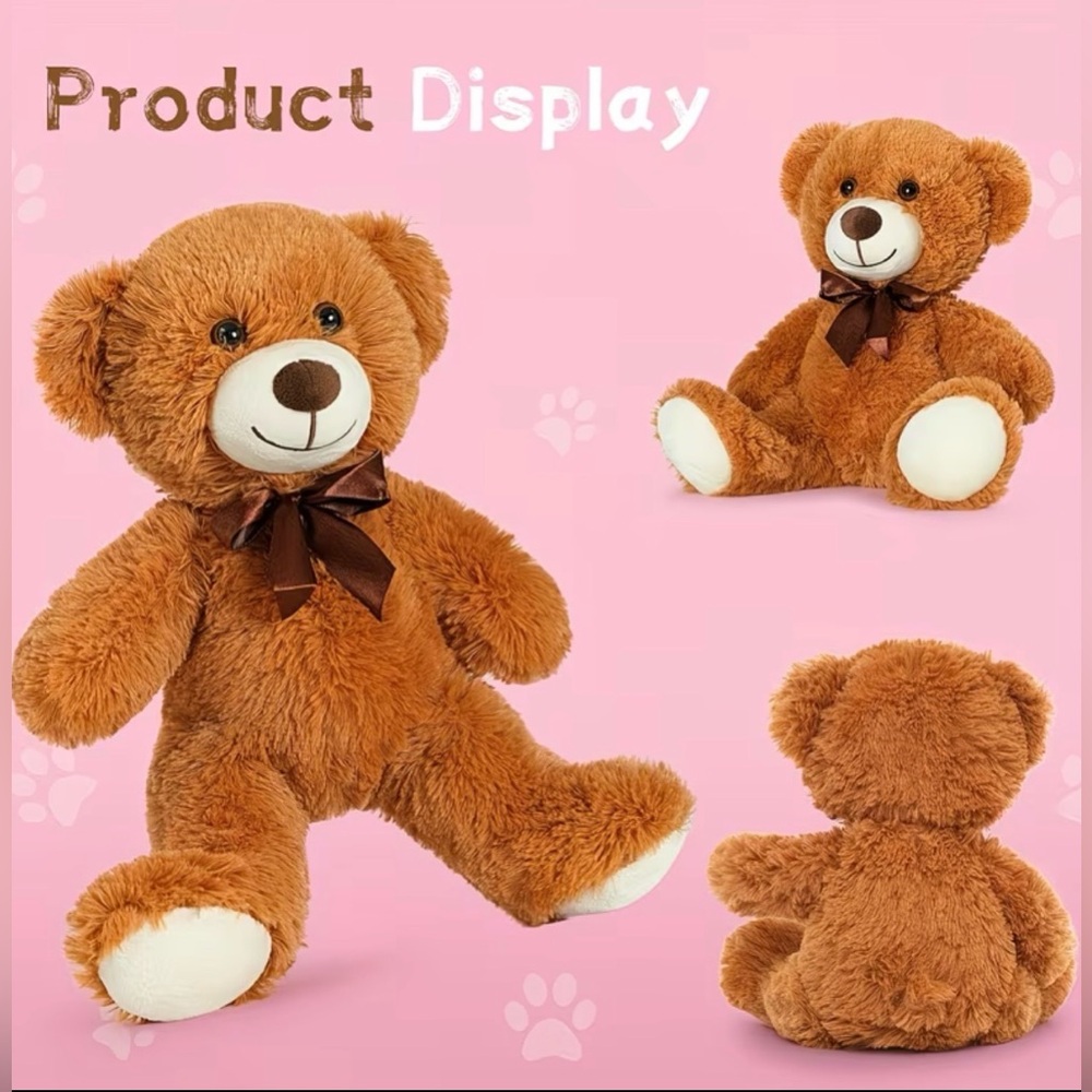RESELLER Bundle Brown Plush Teddy Bear with 5 Sleeping Dolls Keychains NWOT - Picture 2 of 3